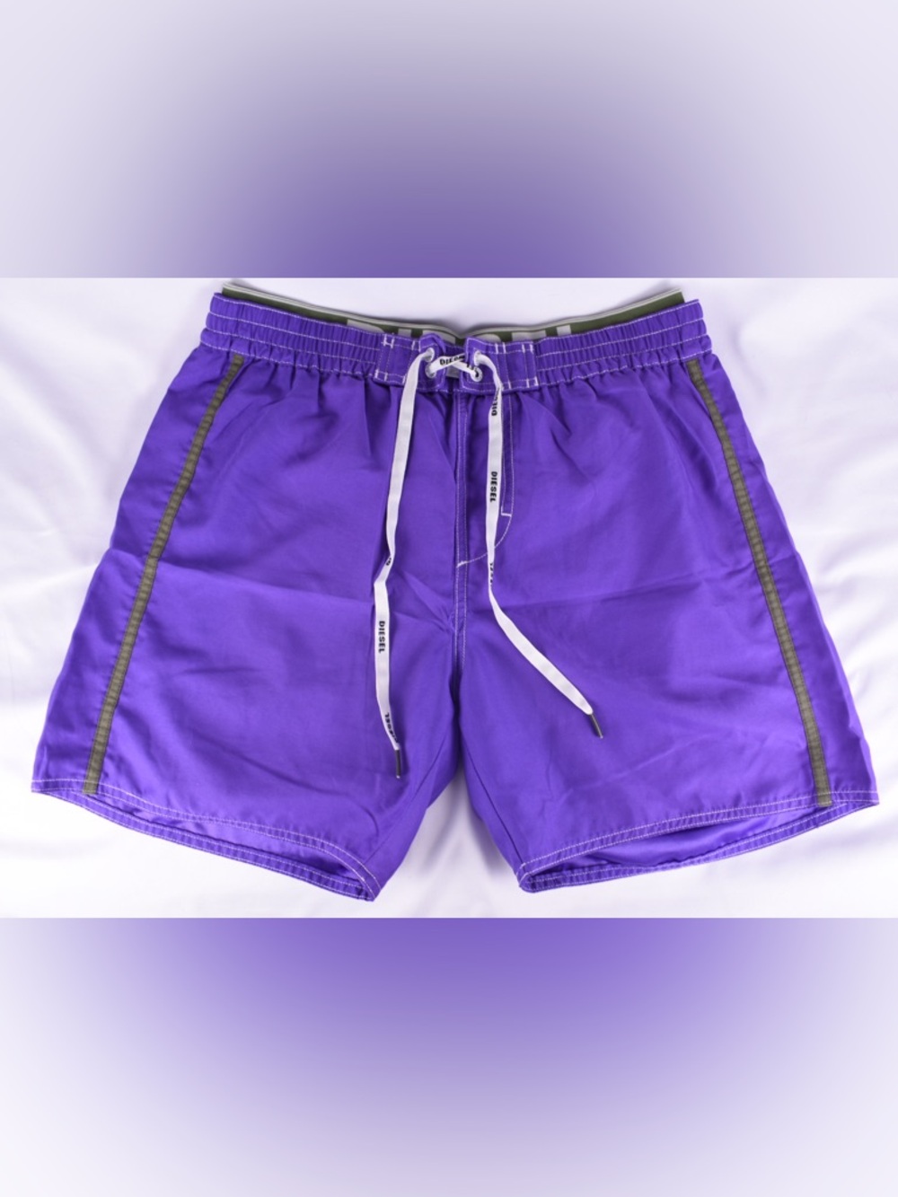 Diesel Men's Vibrant Purple Swim Trunks with White Drawcords